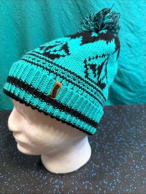 Volcom Knit Pom Beanie - Teal & Black